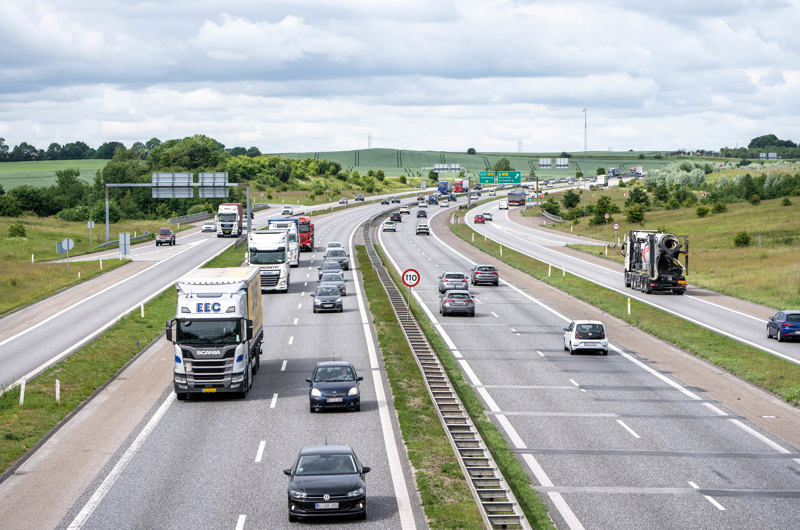 Tæt trafik på E45 ved Aarhus Vest